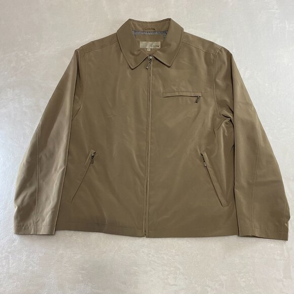 Utex Full Zip Jacket Coat Beige Tan Houndstooth Lined - Picture 1 of 10